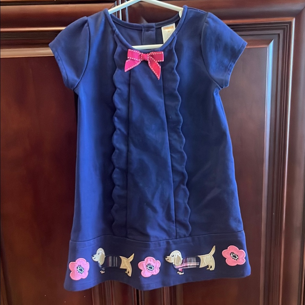 Gymboree Navy Dress with Pink Bow matching dog purse